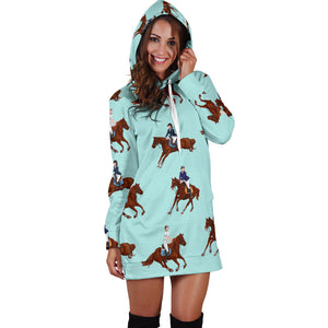 Horses Running Horses Rider Pattern Women'S Hoodie Dress