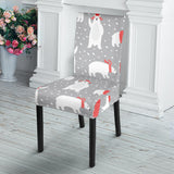 Cute Polar Bear Christmas Snow Pattern Dining Chair Slipcover