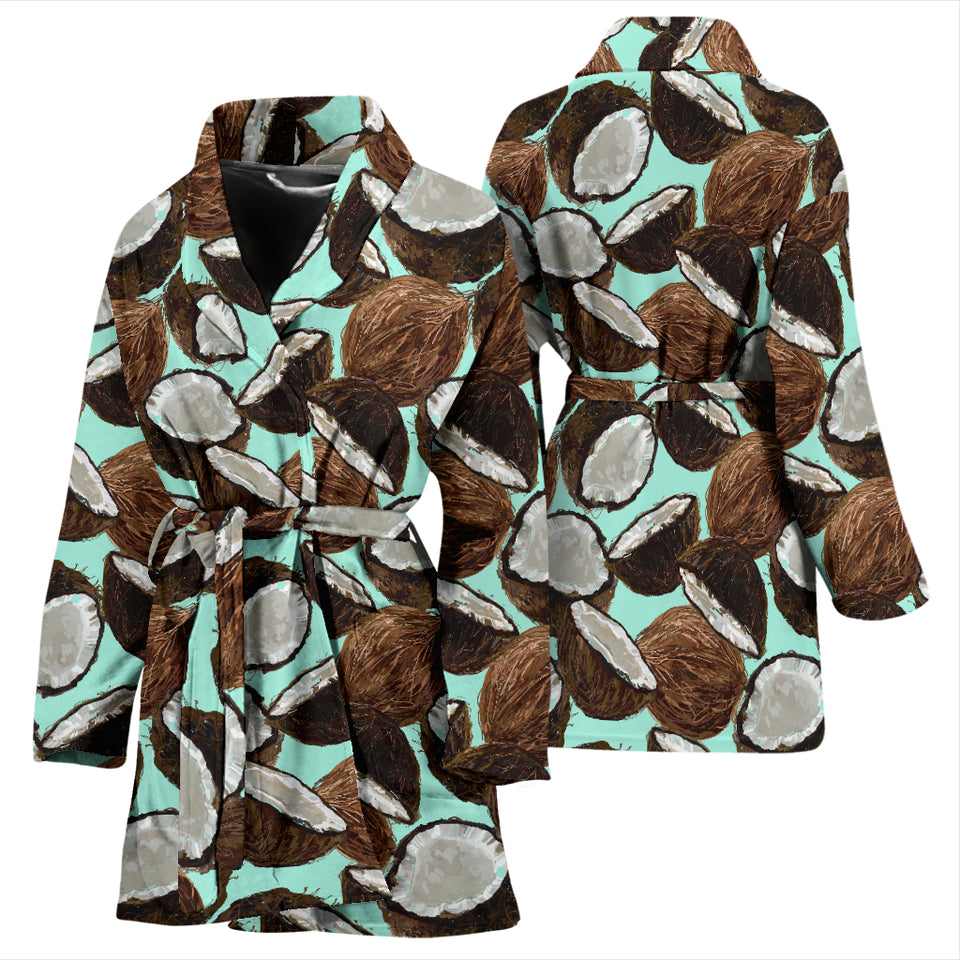 Coconut Pattern Print Design 03 Women's Bathrobe