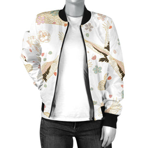 Beautiful Japanese Cranes Pattern Women'S Bomber Jacket