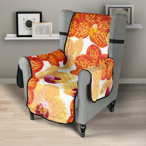 Orange yellow orchid flower pattern background Chair Cover Protector