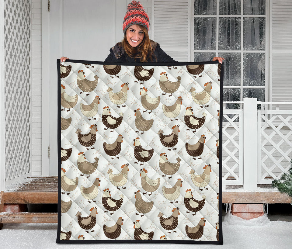 Cute Rooster Chicken Cock Premium Quilt