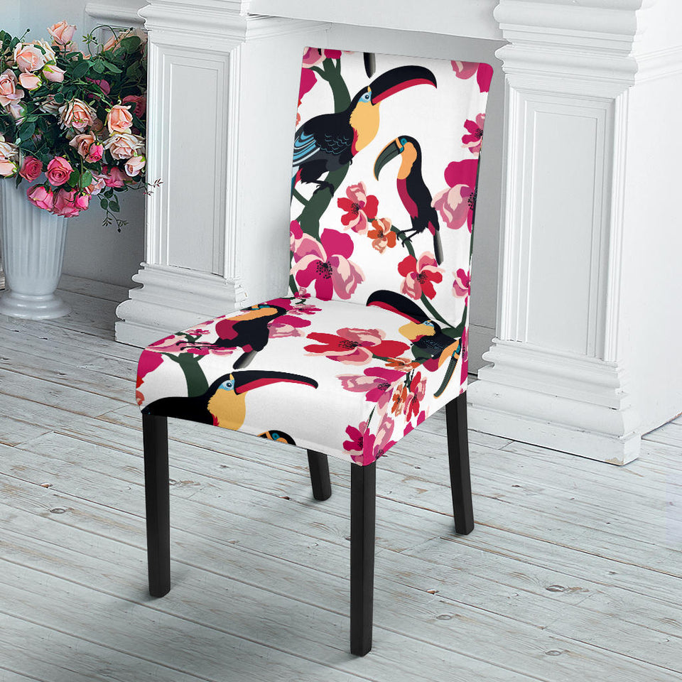 Toucan Flower Design Pattern Dining Chair Slipcover