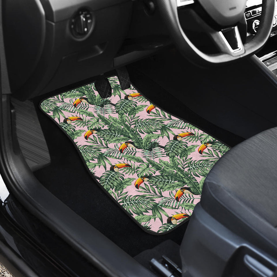 Toucan Tropical Green Jungle Palm Pattern Front Car Mats