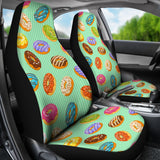 Colorful Donut Pattern Green Background Universal Fit Car Seat Covers