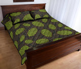 Hop pattern black background Quilt Bed Set