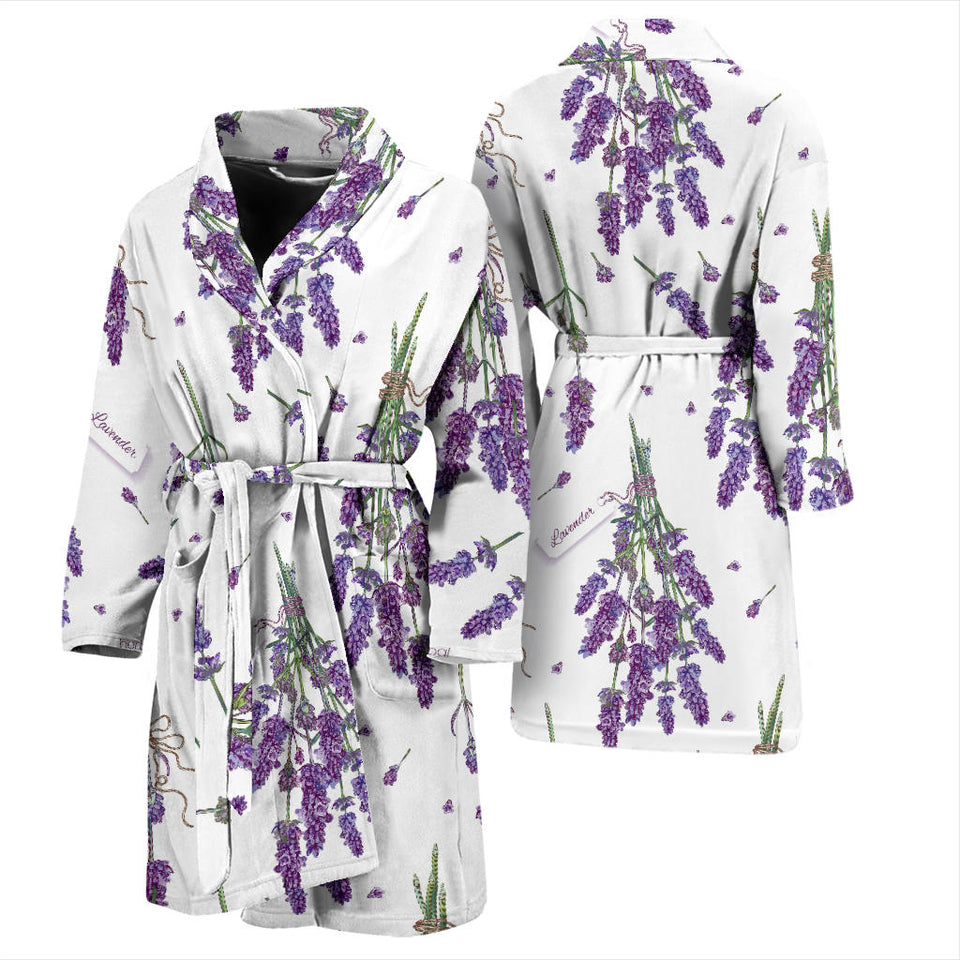 Lavender Flower Design Pattern Men'S Bathrobe