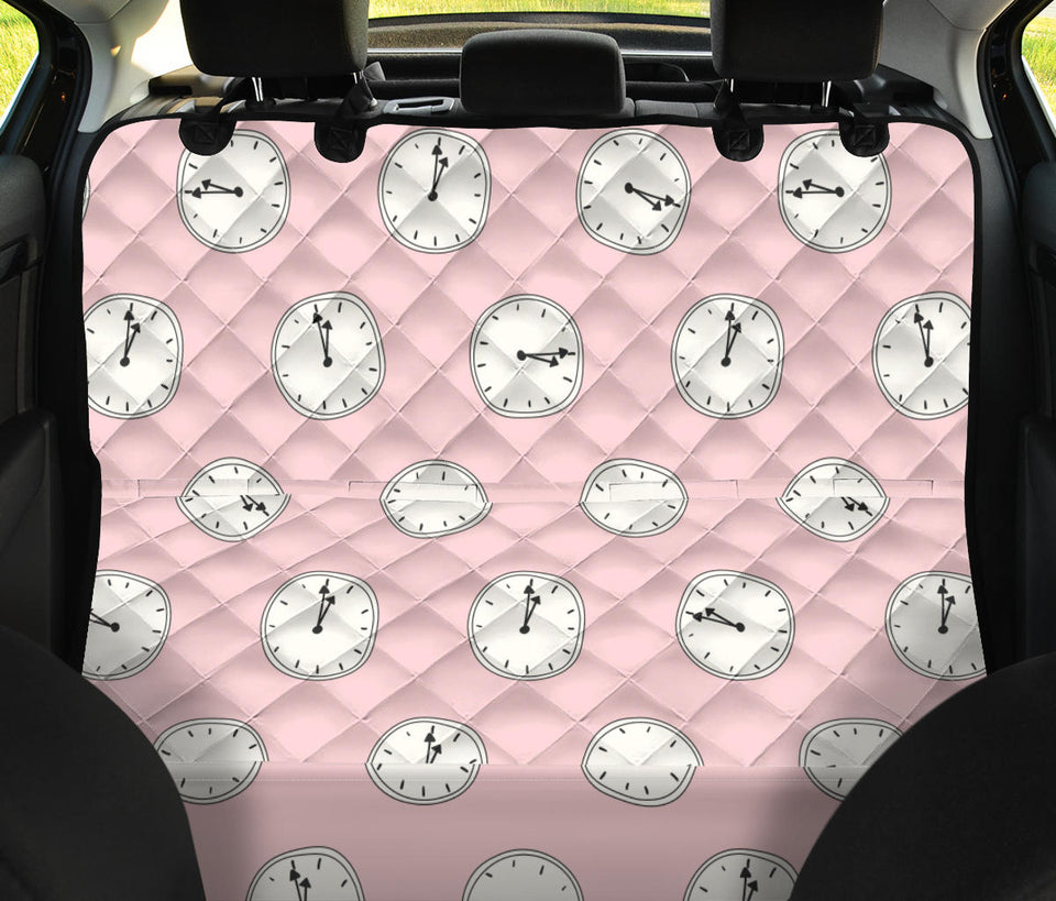 Clock Pattern Pink Blackground Dog Car Seat Covers