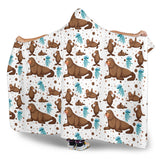 Sea Lion Seals Jellyfish Pattern Hooded Blanket