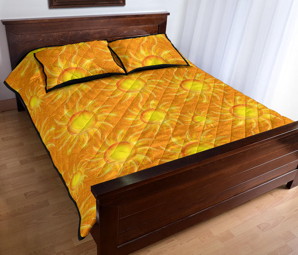 Sun orange background Quilt Bed Set