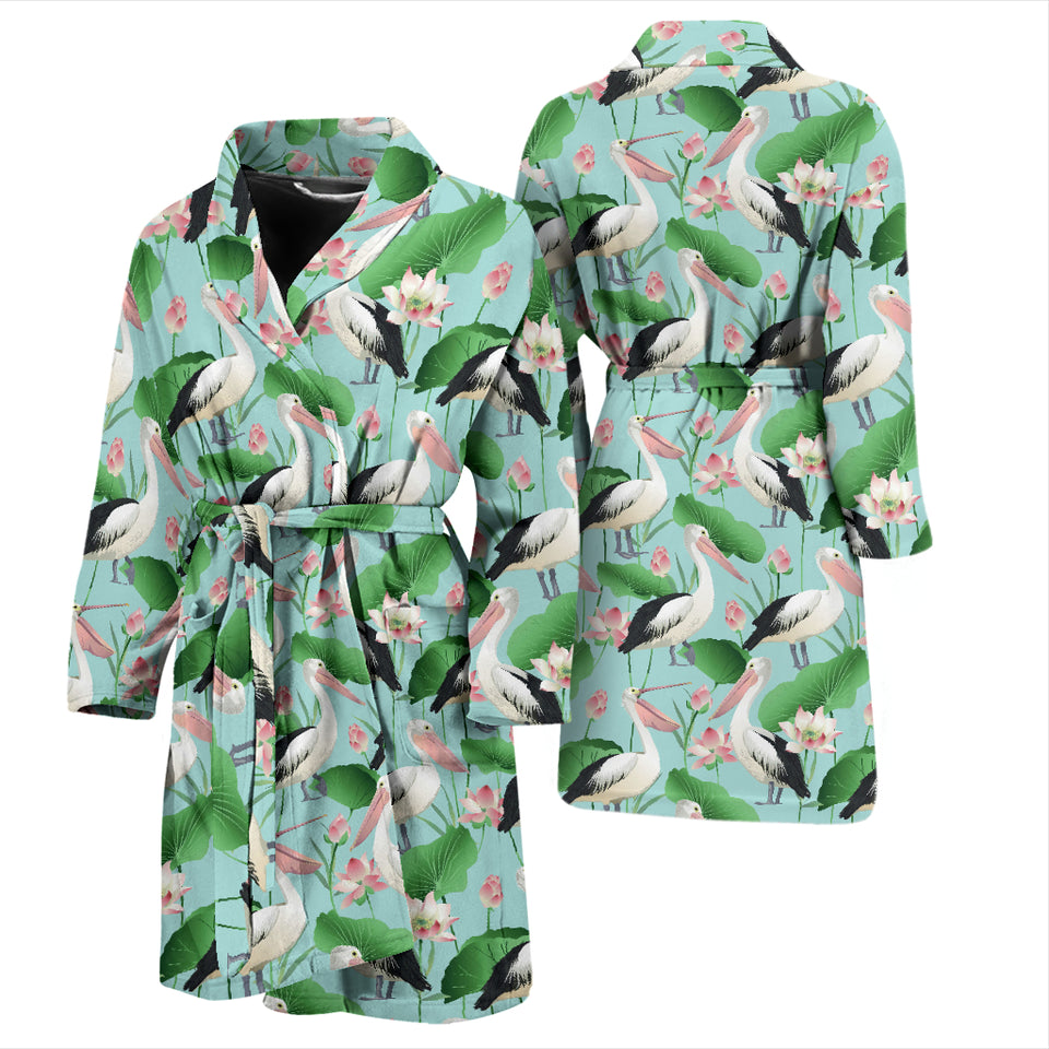 Pelican Pattern Print Design 01 Men's Bathrobe