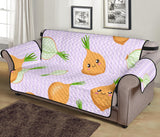 cute onions smiling faces purple background Sofa Cover Protector