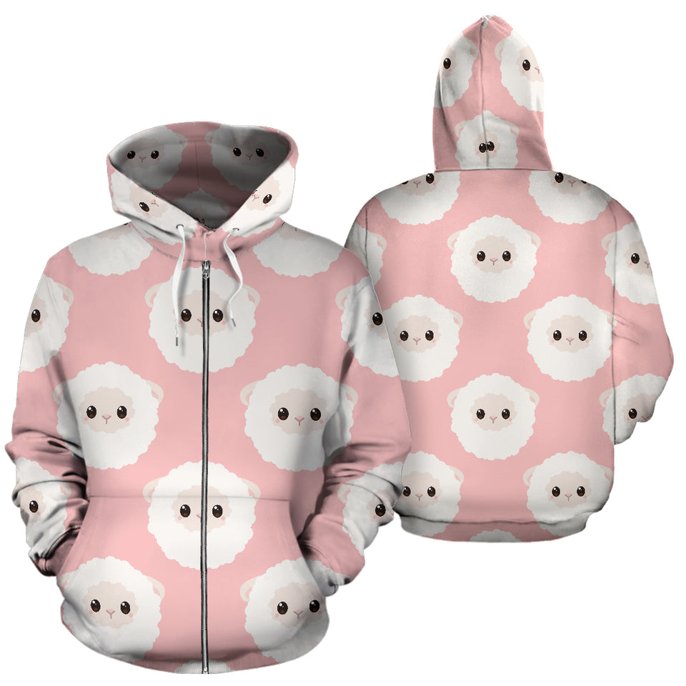 Cute Sheep Pattern Zip Up Hoodie