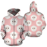 Cute Sheep Pattern Zip Up Hoodie
