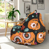 Pumpkin Flowers Spiderweb Halloween Theme Bean Bag Cover