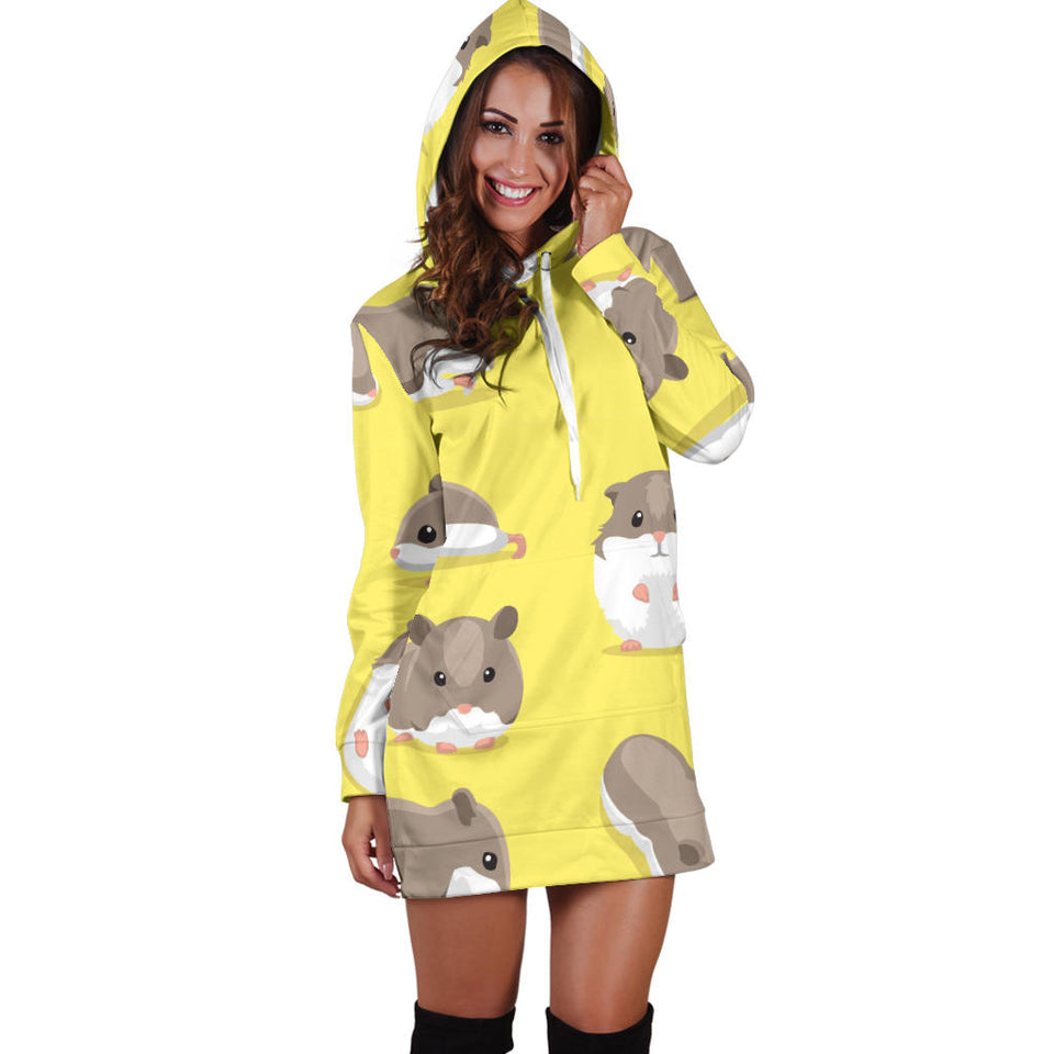 Cute Hamster Pattern Women'S Hoodie Dress