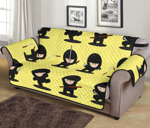 Cute ninja yellow background Sofa Cover Protector