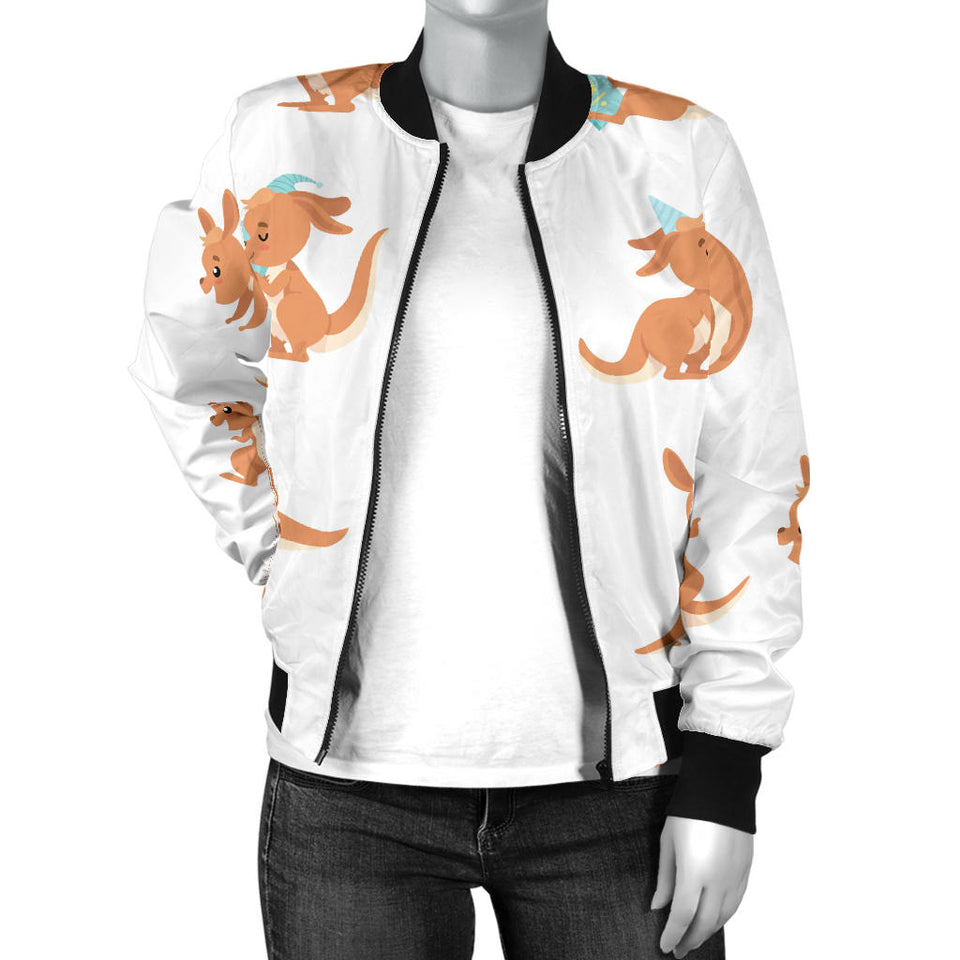Cute Kangaroo Pattern Women'S Bomber Jacket