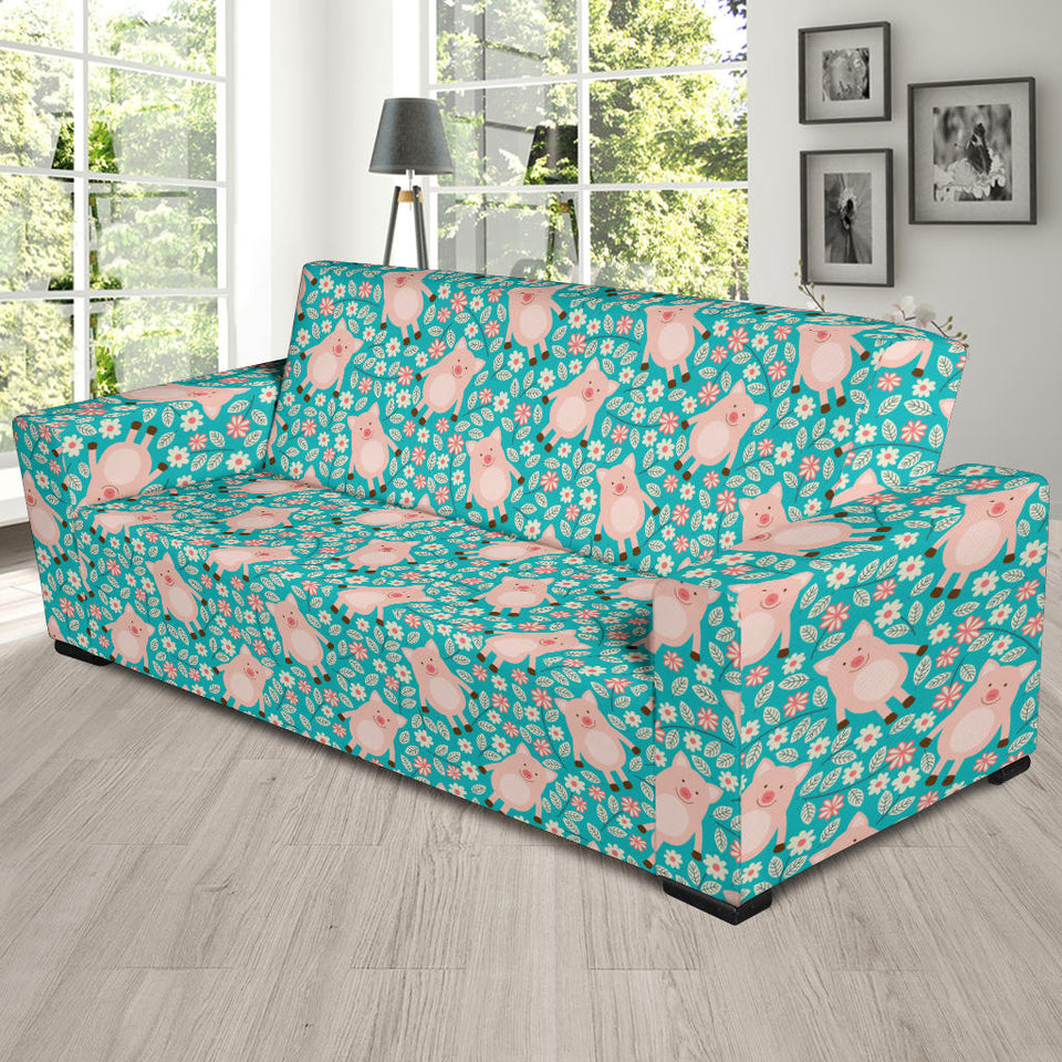 Pig Pattern Print Design 01  Sofa Slipcover