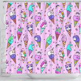 Cute Ice Cream Cone Animal Pattern Shower Curtain Fulfilled In US