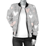Heart Pattern Gray Background Women'S Bomber Jacket