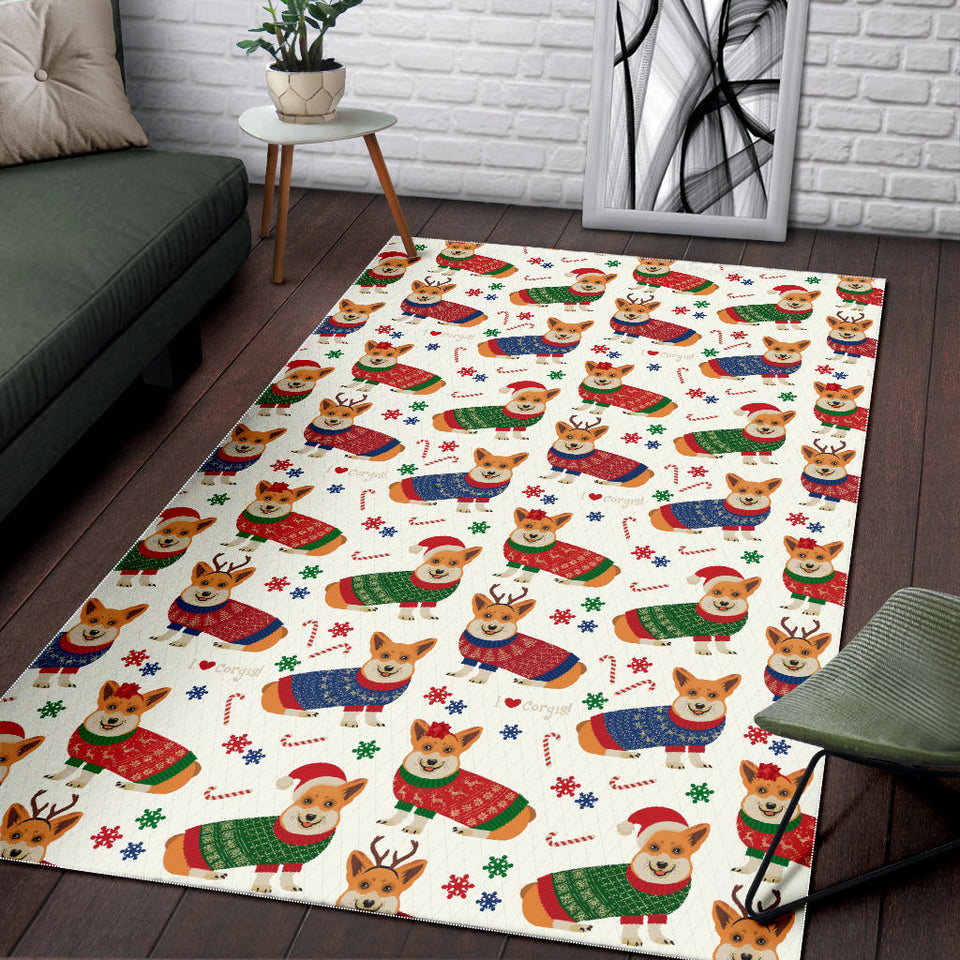 Corgi Christmas Pattern Area Rug