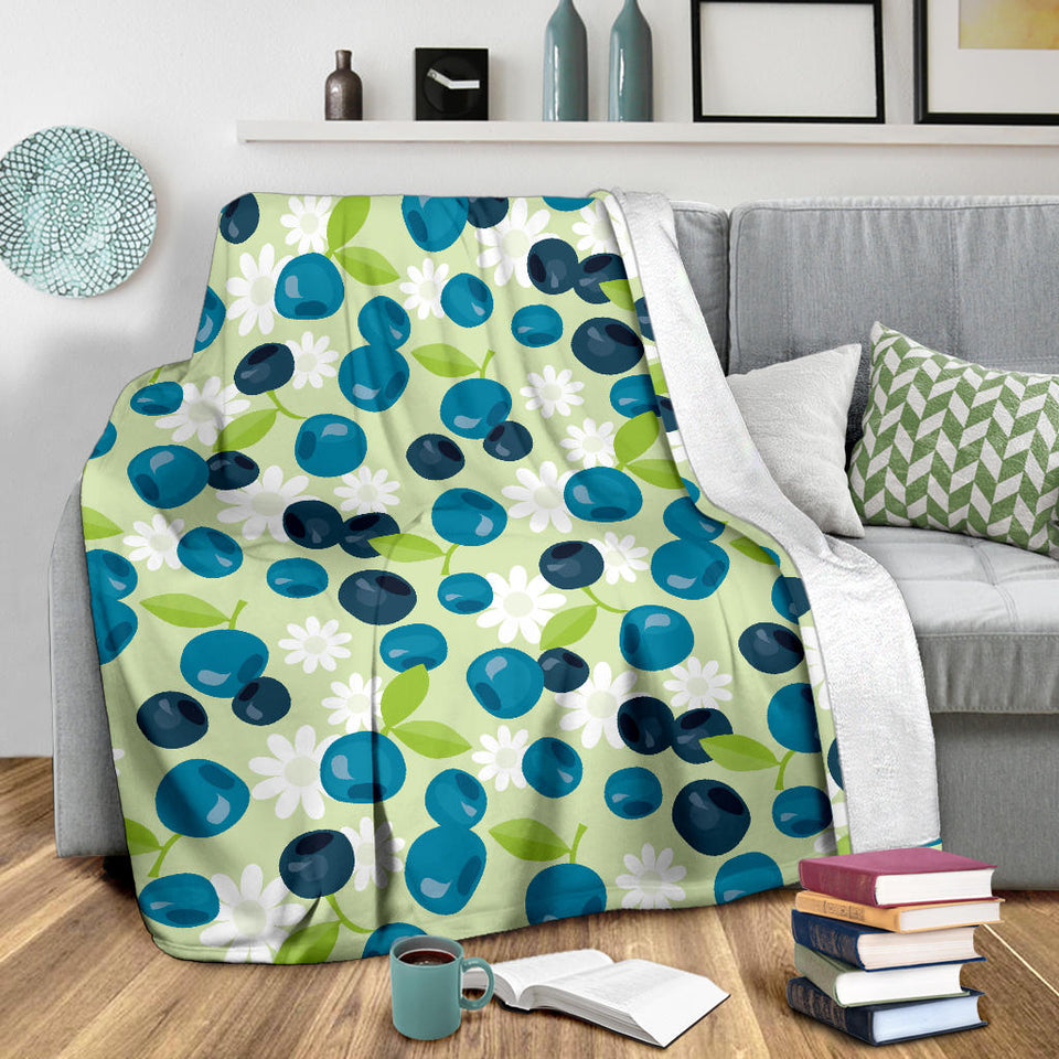 Blueberry Flower Pattern Premium Blanket