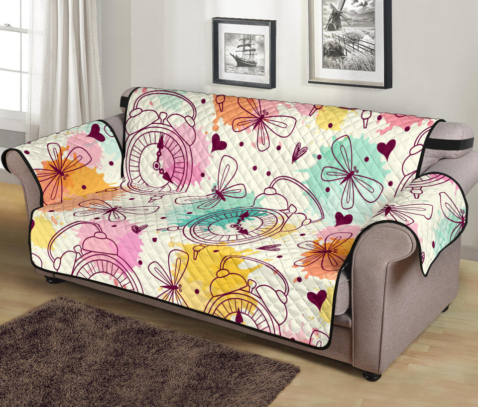 Clock butterfly pattern Sofa Cover Protector