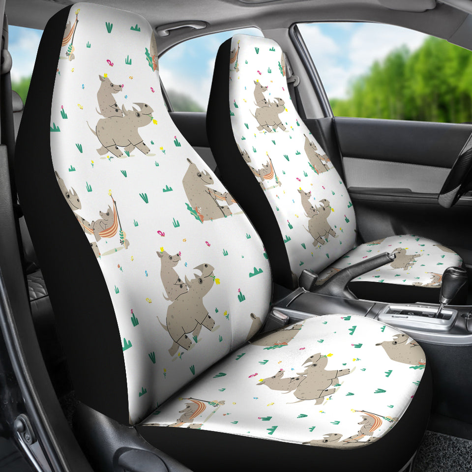 Cute Rhino Pattern Background  Universal Fit Car Seat Covers