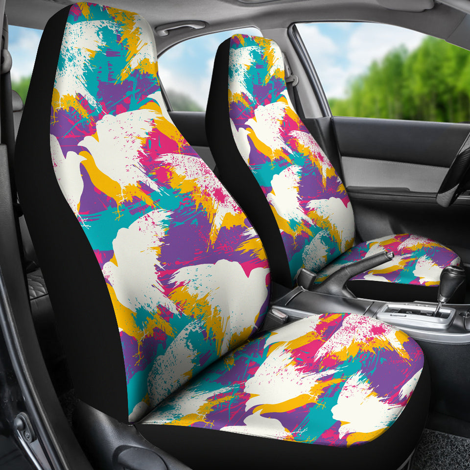 Colorful Crow Illustration Pattern Universal Fit Car Seat Covers