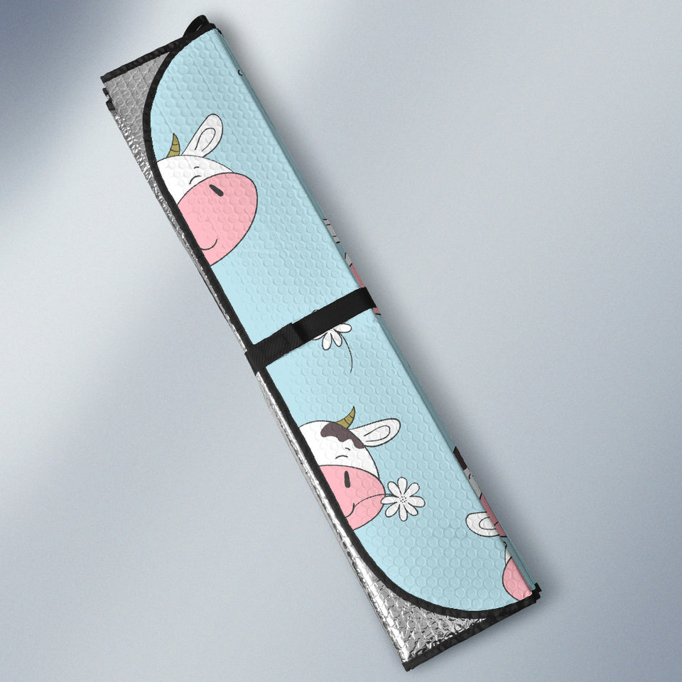 Cute Cow Flower Pattern Car Sun Shade