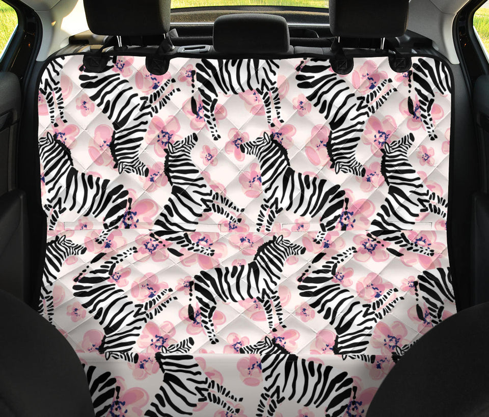 Zebra Pink Flower Background Dog Car Seat Covers