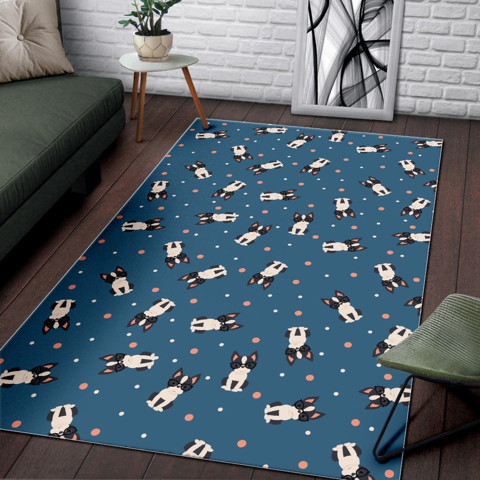Cute Boston Terrier Dog Spattern Area Rug
