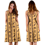 Egypt Hieroglyphics Pattern Print Design 02 Sleeveless Midi Dress