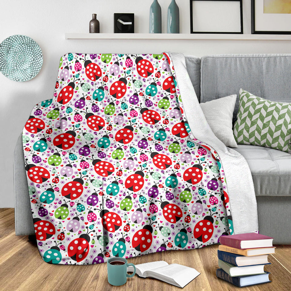 Ladybug Pattern Print Design 03 Premium Blanket