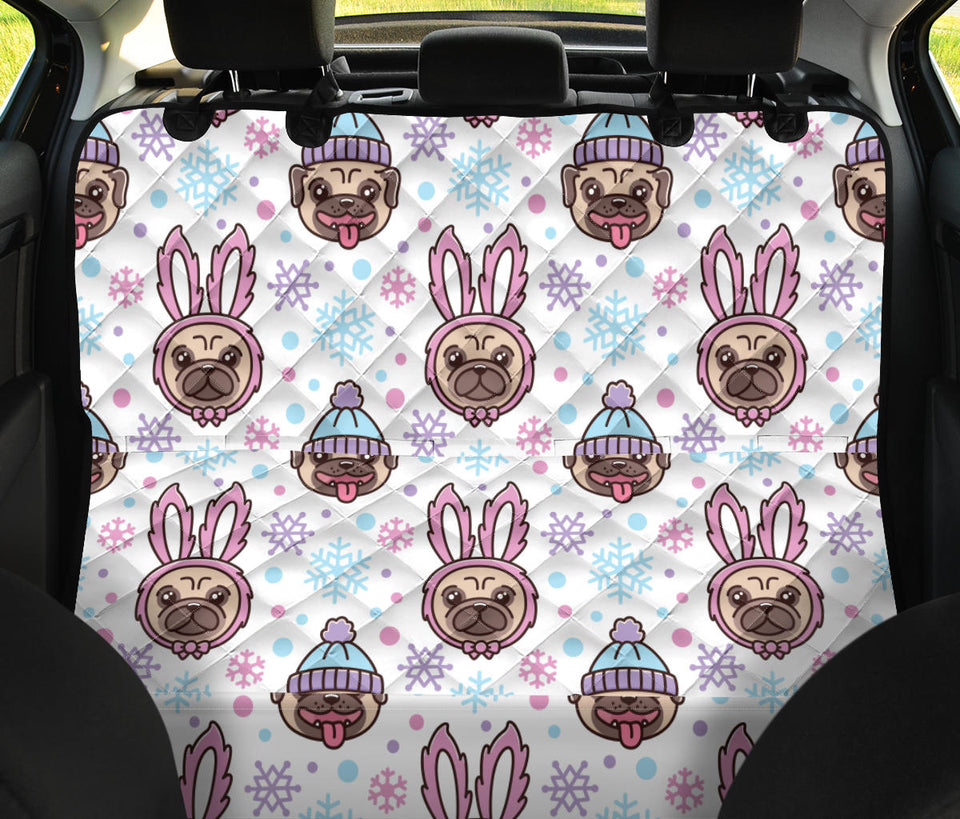 Cute Pug Hat Rabbit Costume Pattern Dog Car Seat Covers