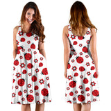 Ladybug Pattern Print Design 04 Sleeveless Midi Dress