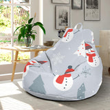 Snowman Christmas  Tree Snow Gray Background Bean Bag Cover