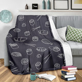Sushi Pattern Black Background Premium Blanket