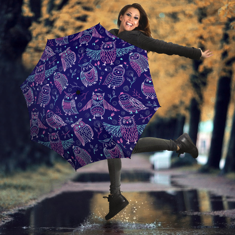 Cute Owls Pattern Boho Style Ornament Umbrella