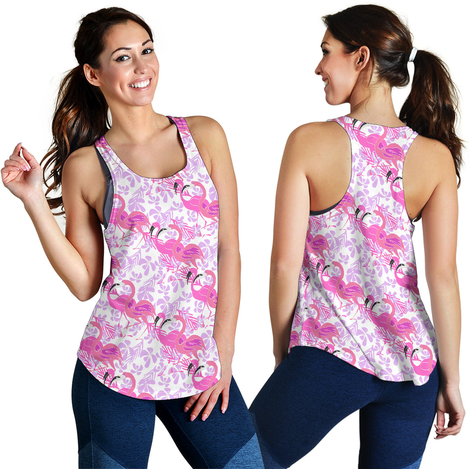 Pink flamingo flower pattern Women Racerback Tank Top