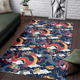 Blue Red Dragon Cloud Pattern Area Rug