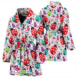 Ladybug Pattern Print Design 03 Women's Bathrobe