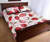 watercolor hand drawn beautiful strawberry pattern Quilt Bed Set