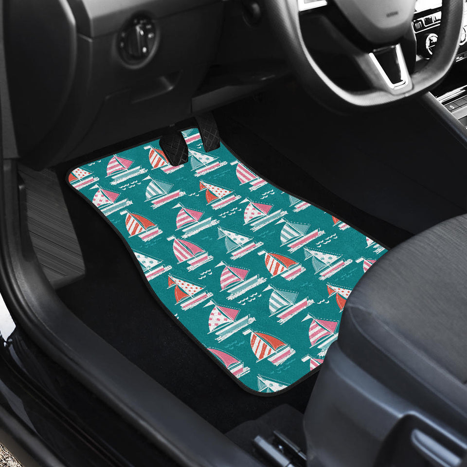 Cute Sailboat Pattern Front Car Mats