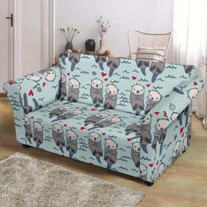 Lovely Sea Otter Pattern Loveseat Couch Slipcover