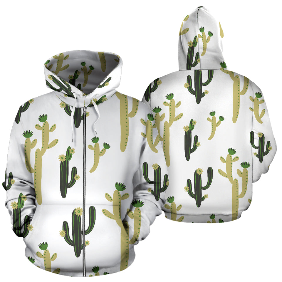 Cute Cactus Pattern Zip Up Hoodie