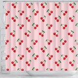 Cherry Pattern Pink Background Shower Curtain Fulfilled In US