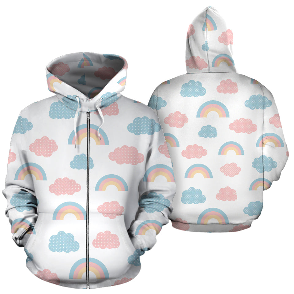 Cute Rainbow Clound Pattern Zip Up Hoodie