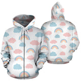 Cute Rainbow Clound Pattern Zip Up Hoodie
